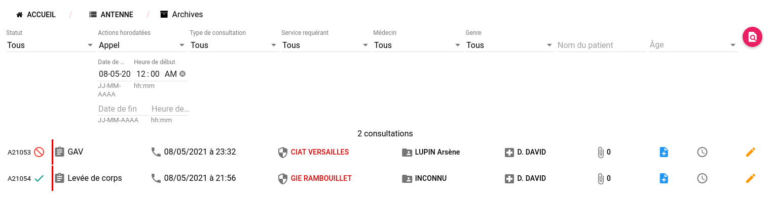 Archive des flux de consultations